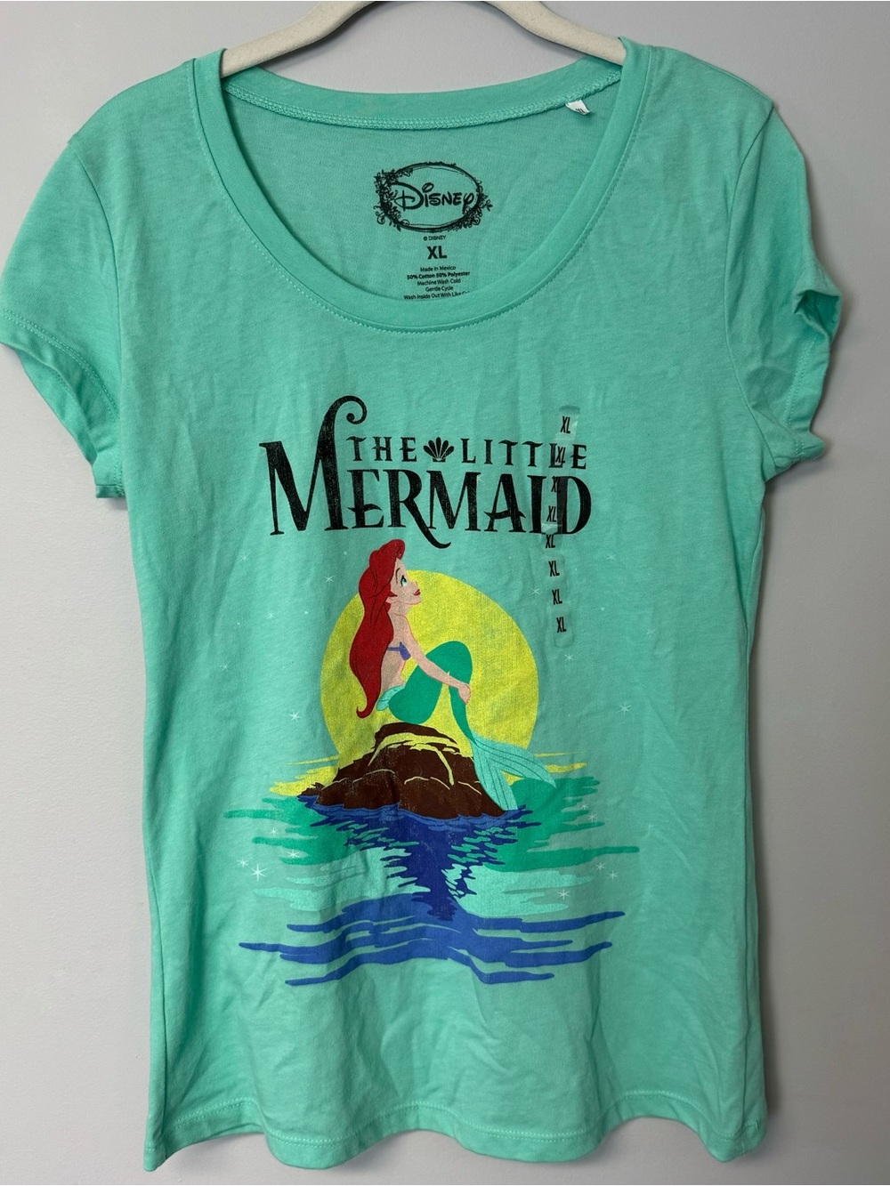 NWOT Disney Little Mermaid Sheer Mint Green Shirt Size Juniors XL